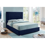 Nora Velvet Upholstered Queen Bed in Navy