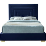 Nora Velvet Upholstered Queen Bed in Navy
