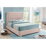 Nora Velvet Upholstered Queen Bed in Pink
