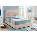 Nora Velvet Upholstered Queen Bed in Pink