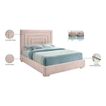 Nora Velvet Upholstered Queen Bed in Pink