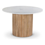 Oakhill 47" Marble Top And Mango Wood Base Dining Table in Natural
