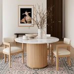 Oakhill 47" Marble Top And Mango Wood Base Dining Table in Natural