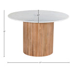 Oakhill 47" Marble Top And Mango Wood Base Dining Table in Natural