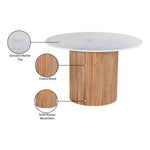 Oakhill 47" Marble Top And Mango Wood Base Dining Table in Natural