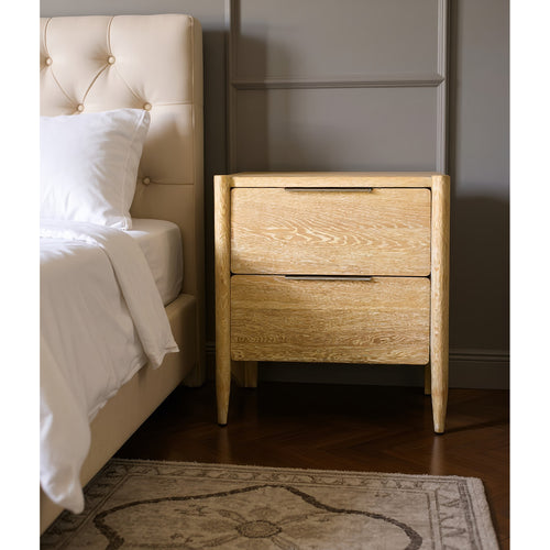 Oakwood Oak Wood Nightstand in White