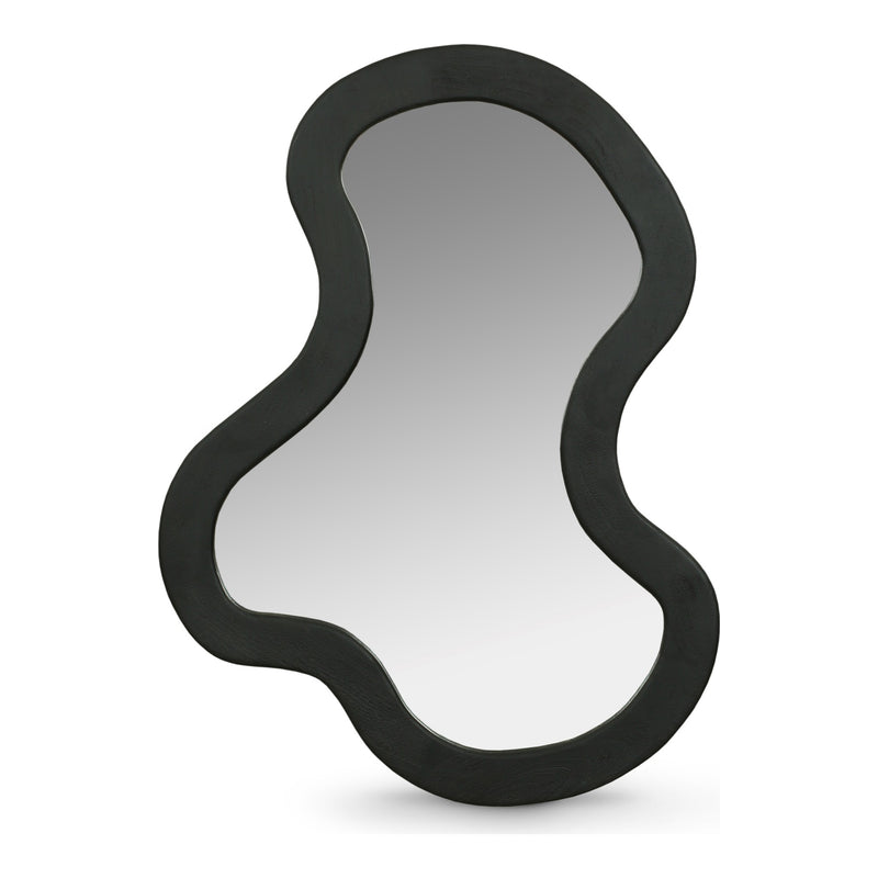 Oblique Acacia Wood Frame Mirror in Black