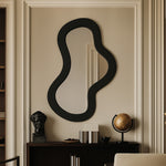 Oblique Acacia Wood Frame Mirror in Black