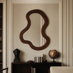 Oblique Acacia Wood Frame Mirror in Brown