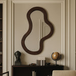 Oblique Acacia Wood Frame Mirror in Brown