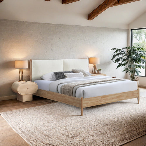 Arbor Fabric Upholstered King Bed in Cream
