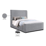 Oliver Boucle Fabric Upholstered King Bed (3 Boxes) in Grey