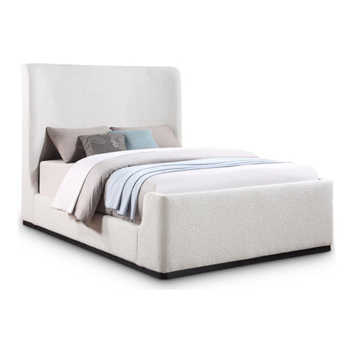 Oliver Boucle Fabric Upholstered Queen Bed (3 Boxes) in Cream