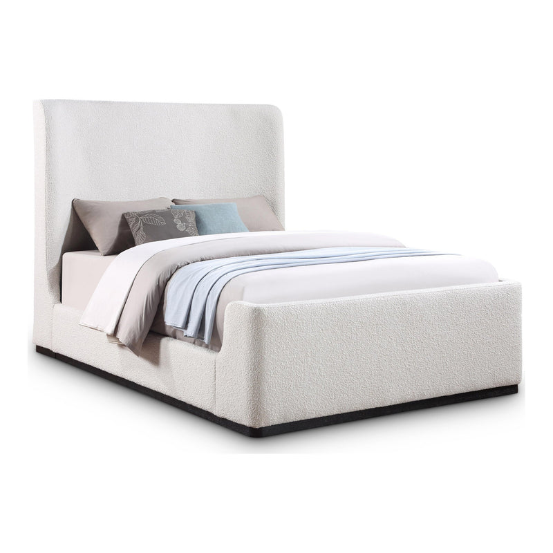 Oliver Boucle Fabric Upholstered Queen Bed (3 Boxes) in Cream