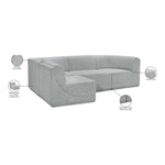 Ollie 98" Boucle Fabric Upholstered 4pc. Modular Sectional in Grey