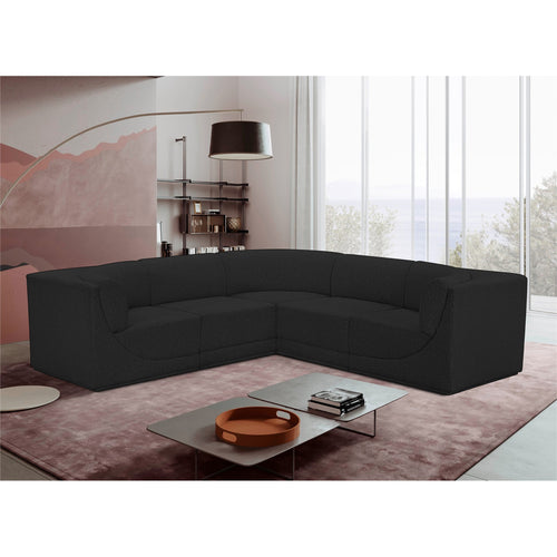 Ollie 98" Boucle Fabric Upholstered 5pc. Modular Sectional in Black