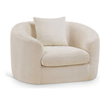 Penelope Chenille Fabric Upholstered Chair in Beige