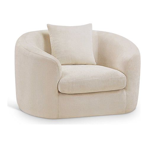 Penelope Chenille Fabric Upholstered Chair in Beige