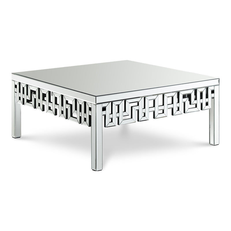 Aria Boucle Fabric Upholstered Coffee Table in Mirrored