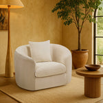 Penelope Chenille Fabric Upholstered Chair in Beige
