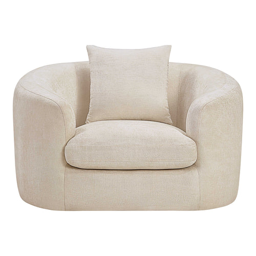 Penelope Chenille Fabric Upholstered Chair in Beige