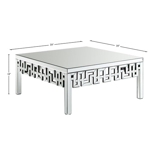 Aria Boucle Fabric Upholstered Coffee Table in Mirrored