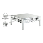 Aria Boucle Fabric Upholstered Coffee Table in Mirrored