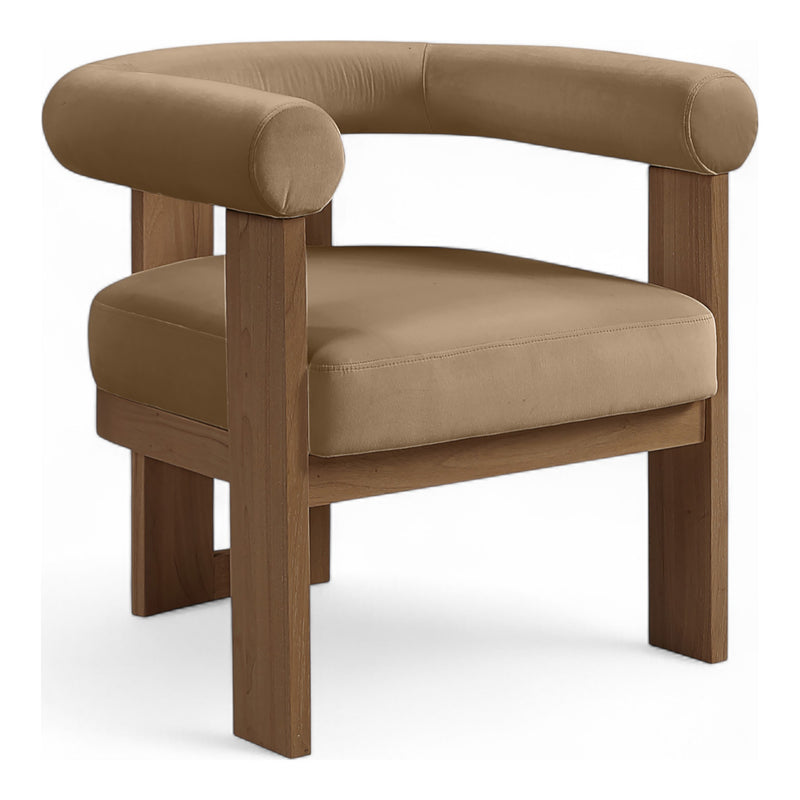 Arienzo Velvet Performance Fabric Upholstered Accent Chair in Beige