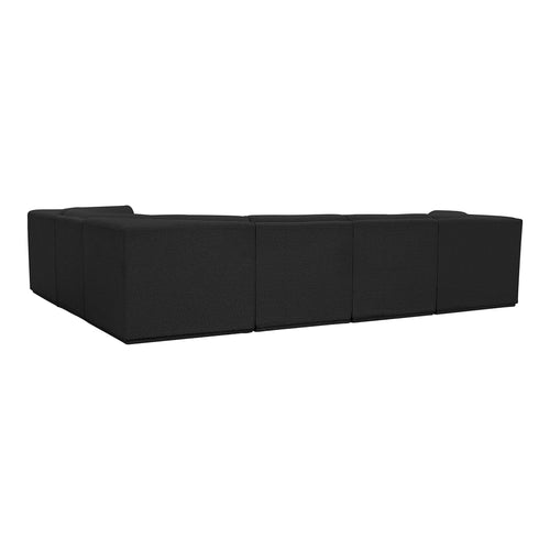 Ollie 128" Boucle Fabric Upholstered 6pc. Modular Sectional in Black