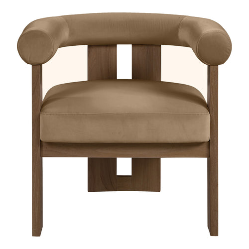 Arienzo Velvet Performance Fabric Upholstered Accent Chair in Beige