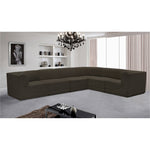 Ollie 128" Boucle Fabric Upholstered 6pc. Modular Sectional in Brown