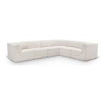 Ollie 128" Boucle Fabric Upholstered 6pc. Modular Sectional in Cream