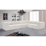 Ollie 128" Boucle Fabric Upholstered 6pc. Modular Sectional in Cream