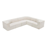 Ollie 128" Boucle Fabric Upholstered 6pc. Modular Sectional in Cream