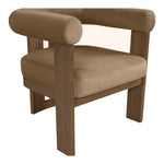 Arienzo Velvet Performance Fabric Upholstered Accent Chair in Beige
