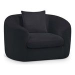 Penelope Chenille Fabric Upholstered Chair in Black