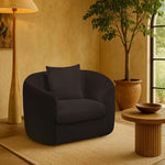 Penelope Chenille Fabric Upholstered Chair in Black