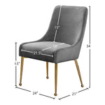 Owen Velvet Upholstered Dining Chair in Grey