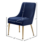 Owen Velvet Upholstered Dining Chair in Navy