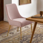 Owen Velvet Upholstered Dining Chair in Pink