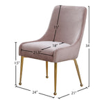 Owen Velvet Upholstered Dining Chair in Pink