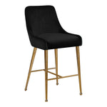 Owen Velvet Upholstered Counter Stool in Black