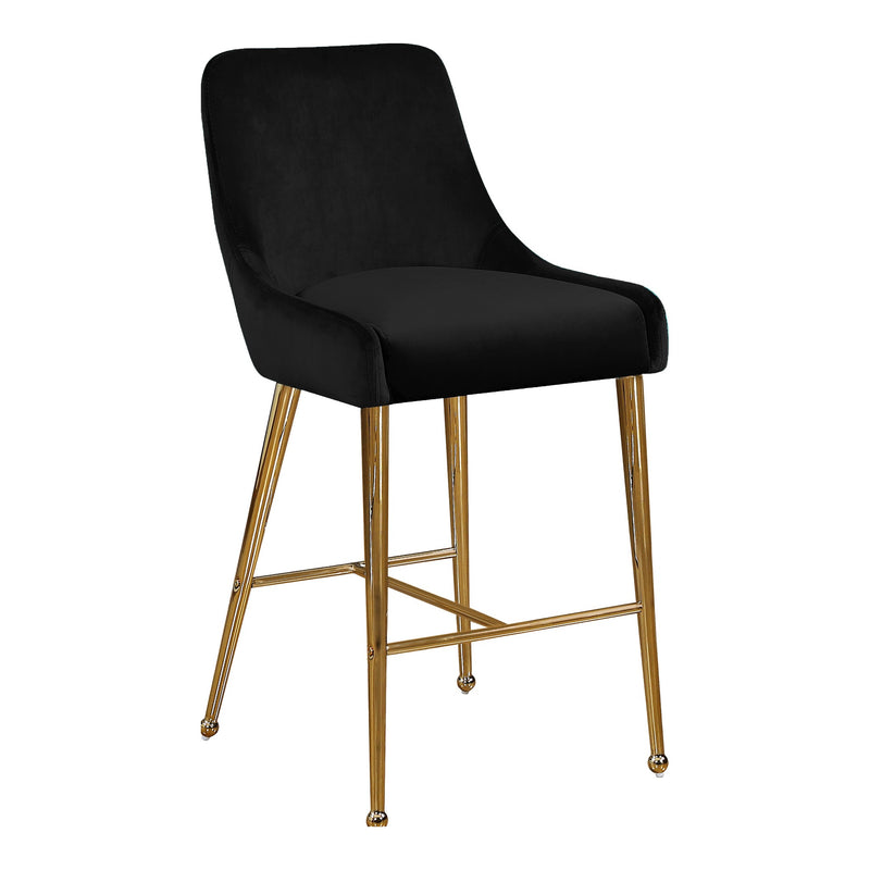 Owen Velvet Upholstered Counter Stool in Black