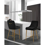 Owen Velvet Upholstered Counter Stool in Black