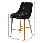 Owen Velvet Upholstered Counter Stool in Black