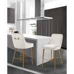 Owen Velvet Upholstered Counter Stool in Cream