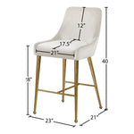 Owen Velvet Upholstered Counter Stool in Cream