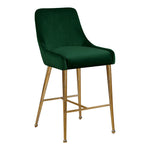 Owen Velvet Upholstered Counter Stool in Green