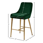 Owen Velvet Upholstered Counter Stool in Green