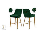 Owen Velvet Upholstered Counter Stool in Green